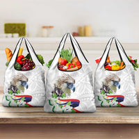 Philippines Eagle and Sampaguita Flowers Grocery Bag Polynesian Pattern
