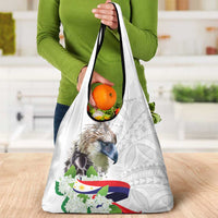 Philippines Eagle and Sampaguita Flowers Grocery Bag Polynesian Pattern