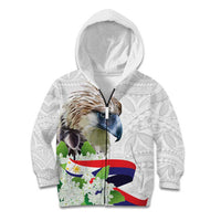 Philippines Eagle and Sampaguita Flowers Kid Hoodie Polynesian Pattern