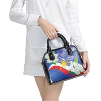 Philippines Flag Shoulder Handbag Sampaguita Jasmine with Polynesian Tribal