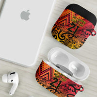 New Zealand Rangatira Custom AirPods Case Red and Gold Niho Taniwha Maori Tribal - Polynesian Pride