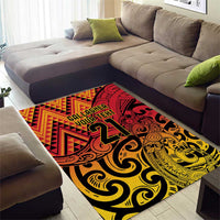 New Zealand Rangatira Custom Area Rug Red and Gold Niho Taniwha Maori Tribal