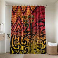 New Zealand Rangatira Custom Bathroom Set Red and Gold Niho Taniwha Maori Tribal - Polynesian Pride