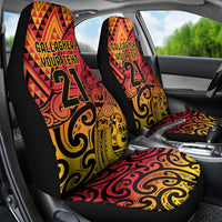New Zealand Rangatira Custom Car Seat Cover Red and Gold Niho Taniwha Maori Tribal