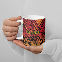 New Zealand Rangatira Custom Ceramic Mug Red and Gold Niho Taniwha Maori Tribal - Polynesian Pride