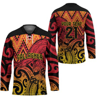 New Zealand Rangatira Custom Hockey Jersey Red and Gold Niho Taniwha Maori Tribal - Polynesian Pride