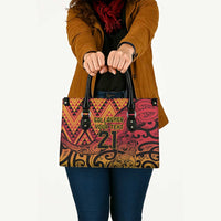 New Zealand Rangatira Custom Leather Bag Red and Gold Niho Taniwha Maori Tribal - Polynesian Pride