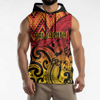 New Zealand Rangatira Custom Sleeveless Hoodie Red and Gold Niho Taniwha Maori Tribal LT9 - Polynesian Pride