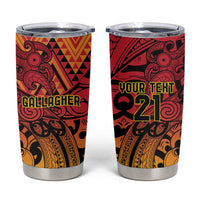 New Zealand Rangatira Custom Tumbler Cup Red and Gold Niho Taniwha Maori Tribal