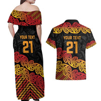 New Zealand Rugby Pacific Custom Couples Matching Off Shoulder Maxi Dress and Hawaiian Shirt Rangatira Maori Kowhaiwhai Pattern LT9 - Polynesian Pride