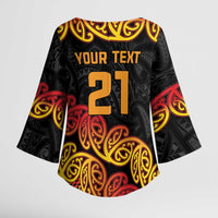 New Zealand Rugby Pacific Custom Kimono Sleeve Blouse Rangatira Maori Kowhaiwhai Pattern - Polynesian Pride