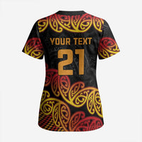 New Zealand Rugby Pacific Custom Scrub Top Rangatira Maori Kowhaiwhai Pattern - Polynesian Pride