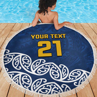 New Zealand Rugby Pacific Custom Beach Blanket Kahupeka Maori Kowhaiwhai Pattern