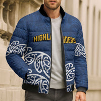 New Zealand Rugby Pacific Custom Bomber Puffer Jacket Kahupeka Maori Kowhaiwhai Pattern - Polynesian Pride