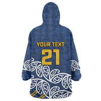 New Zealand Rugby Pacific Custom Wearable Blanket Hoodie Kahupeka Maori Kowhaiwhai Pattern