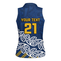 New Zealand Rugby Pacific Custom Women Sleeveless Polo Shirt Kahupeka Maori Kowhaiwhai Pattern