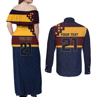 New Zealand Rugby Pacific Custom Couples Matching Off Shoulder Maxi Dress and Long Sleeve Button Shirt Kahupeka Retro 2025 Taniko Motif LT9 - Polynesian Pride