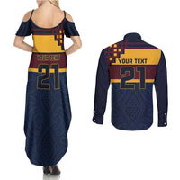 New Zealand Rugby Pacific Custom Couples Matching Summer Maxi Dress and Long Sleeve Button Shirt Kahupeka Retro 2025 Taniko Motif LT9 - Polynesian Pride