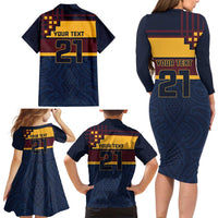 New Zealand Rugby Pacific Custom Family Matching Long Sleeve Bodycon Dress and Hawaiian Shirt Kahupeka Retro 2025 Taniko Motif LT9 - Polynesian Pride