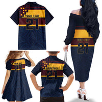 New Zealand Rugby Pacific Custom Family Matching Off The Shoulder Long Sleeve Dress and Hawaiian Shirt Kahupeka Retro 2025 Taniko Motif LT9 - Polynesian Pride