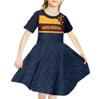 New Zealand Rugby Pacific Custom Kid Short Sleeve Dress Kahupeka Retro 2025 Taniko Motif