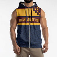 New Zealand Rugby Pacific Custom Sleeveless Zip Hoodie Kahupeka Retro 2025 Taniko Motif LT9 - Polynesian Pride