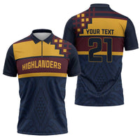 New Zealand Rugby Pacific Custom Zipper Polo Shirt Kahupeka Retro 2025 Taniko Motif - Polynesian Pride