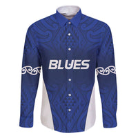 New Zealand Rugby Pacific Custom Family Matching Off The Shoulder Long Sleeve Dress and Hawaiian Shirt Kahurangi Auckland All Blue LT9 Dad's Shirt - Long Sleeve Blue - Polynesian Pride