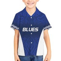 New Zealand Rugby Pacific Custom Family Matching Puletasi and Hawaiian Shirt Kahurangi Auckland All Blue LT9 Son's Shirt Blue - Polynesian Pride