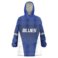 New Zealand Rugby Pacific Custom Wearable Blanket Hoodie Kahurangi Auckland All Blue LT9 One Size Blue - Polynesian Pride