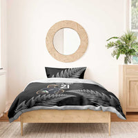 New Zealand Rugby Custom Bedding Set Glory Be To Black Silver-fern - Polynesian Pride