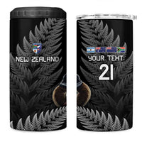 New Zealand Rugby Custom 4 in 1 Can Cooler Tumbler Glory Be To Black Silver-fern - Polynesian Pride