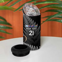 New Zealand Rugby Custom 4 in 1 Can Cooler Tumbler Glory Be To Black Silver-fern - Polynesian Pride
