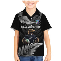 New Zealand Rugby Custom Family Matching Mermaid Dress and Hawaiian Shirt Glory Be To Black Silver-fern - Polynesian Pride