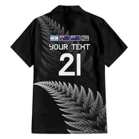 New Zealand Rugby Custom Family Matching Off The Shoulder Long Sleeve Dress and Hawaiian Shirt Glory Be To Black Silver-fern - Polynesian Pride