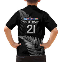 New Zealand Rugby Custom Kid Hawaiian Shirt Glory Be To Black Silver-fern - Polynesian Pride