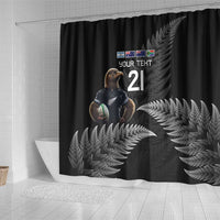 New Zealand Rugby Custom Shower Curtain Glory Be To Black Silver-fern - Polynesian Pride