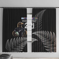 New Zealand Rugby Custom Window Curtain Glory Be To Black Silver-fern - Polynesian Pride