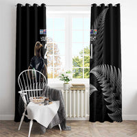 New Zealand Rugby Custom Window Curtain Glory Be To Black Silver-fern - Polynesian Pride