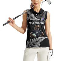 New Zealand Rugby Custom Women Sleeveless Polo Shirt Glory Be To Black Silver-fern - Polynesian Pride