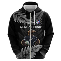 New Zealand Rugby Custom Zip Hoodie Glory Be To Black Silver-fern - Polynesian Pride