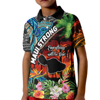 Hawaii Strong Maui Wildfire Kid Polo Shirt Pray For Lahaina Maui LT9 Kid Black - Polynesian Pride