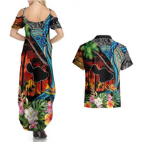 Personalised Hawaii Strong Maui Wildfire Couples Matching Summer Maxi Dress and Hawaiian Shirt Pray For Lahaina Maui LT9 - Polynesian Pride