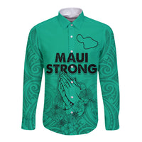 Hawaii Strong Maui Wildfire Long Sleeve Button Shirt No2 LT9 Unisex Green - Polynesian Pride