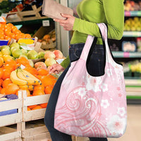 Japan Sakura Floral with Polynesian Vibe Grocery Bag