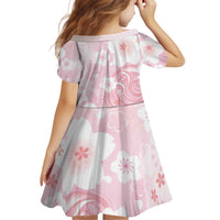 Japan Sakura Floral with Polynesian Vibe Kid Short Sleeve Dress