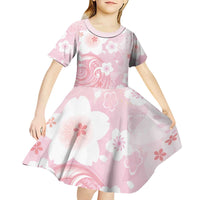 Japan Sakura Floral with Polynesian Vibe Kid Short Sleeve Dress
