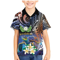 Marshall Islands Kwajalein Atoll Family Matching Mermaid Dress and Hawaiian Shirt Plumeria Sea Turtle with Polynesian Tribal