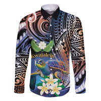 Marshall Islands Kwajalein Atoll Family Matching Off The Shoulder Long Sleeve Dress and Hawaiian Shirt Plumeria Sea Turtle with Polynesian Tribal