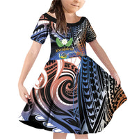 Marshall Islands Kwajalein Atoll Family Matching Off Shoulder Short Dress and Hawaiian Shirt Plumeria Sea Turtle with Polynesian Tribal